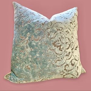 Extra Large Burnout Blue Velvet Feather Pillow
